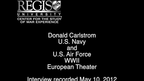 Thumbnail for entry Donald Carlstrom Interview
