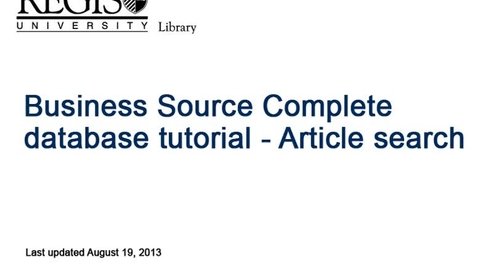 Thumbnail for entry Regis Library - Business Source Complete - Article searching