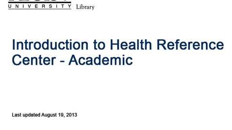Thumbnail for entry Regis Library - Health Reference Center : Academic database tutorial