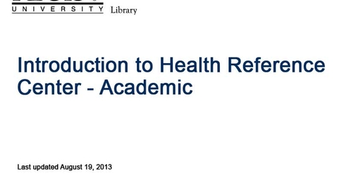 Thumbnail for Regis Library - Health Reference Center : Academic database tutorial