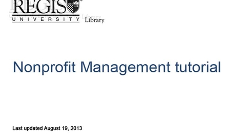 Thumbnail for Regis Library - Nonprofit Management research tutorial