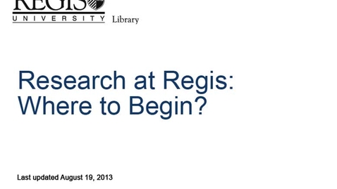 Thumbnail for Regis Library - Introduction to the online library