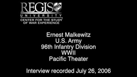 Thumbnail for entry Ernest Malkewitz Interview