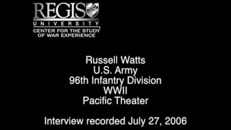 Thumbnail for entry Russell Watts Interview