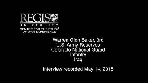 Thumbnail for entry Warren Glen Baker, 3rd. Interview