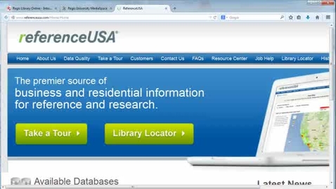 Thumbnail for entry Reference USA business directory search example