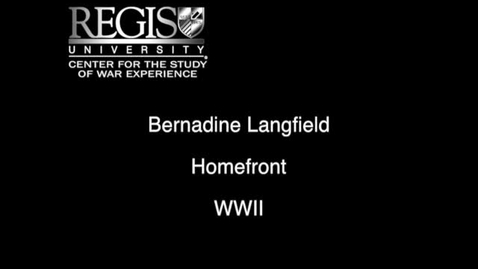 Thumbnail for entry Bernadine Langfield Interview