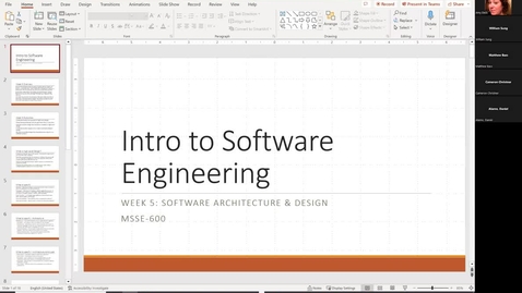 Thumbnail for entry MSSE600 Week 5 Lecture