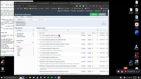 Thumbnail for entry RHCHP 1 - Low Grades Drop/Withdrawals reports - Run Informer Query (IQY)