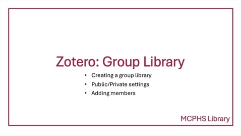 Thumbnail for Zotero: Group Libraries