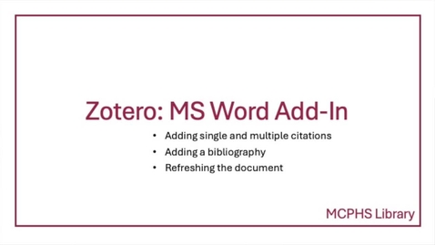 Thumbnail for Zotero: Word Add-in