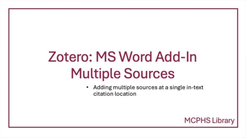 Thumbnail for Zotero: Multiple Sources at One In-Text Citation