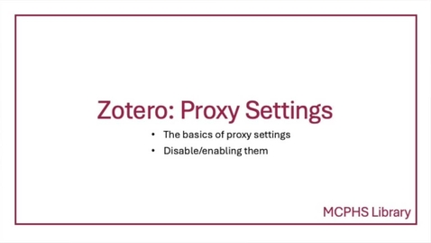Thumbnail for Zotero: Proxy Setting