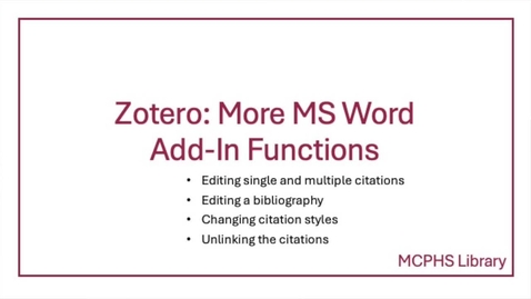 Thumbnail for Zotero: More Functions of the Word Add-in