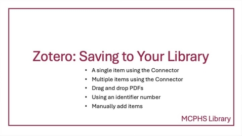 Thumbnail for Zotero: Saving Items