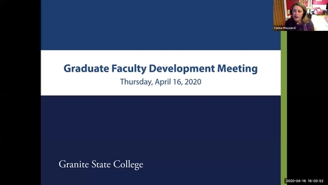 Thumbnail for entry Graduate Faculty Development Meeting, Spring 2020