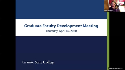 Thumbnail for Graduate Faculty Development Meeting, Spring 2020