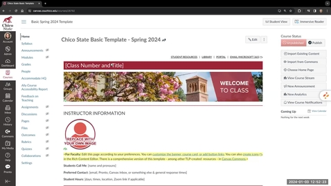 Thumbnail for entry Spring 2024 Basic Template Overview and Tour