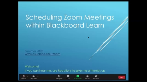 Thumbnail for entry Scheduling Zoom Meetings Within Blackboard Learn