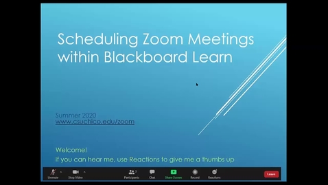 Thumbnail for Scheduling Zoom Meetings Within Blackboard Learn