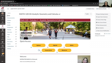 Thumbnail for entry Allison McConnell &quot;LMS Minimalist&quot; Canvas Course Tour (Math 120)