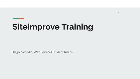 Thumbnail for Siteimprove Training 9/22/2021