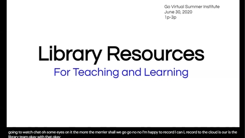 Thumbnail for entry Library Resources for Teaching and Learning