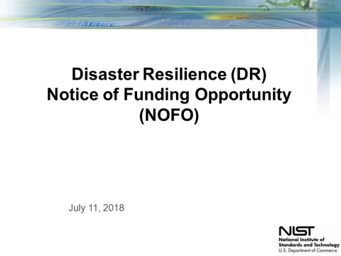 Disaster Resilience Grants Webinar 2018 Nist