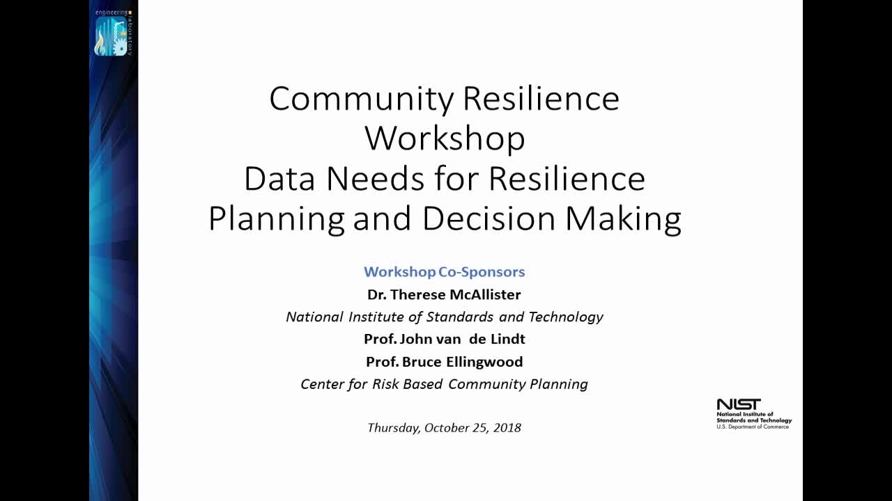 Opening Remarks - 2018 Community Resilience Data Workshop