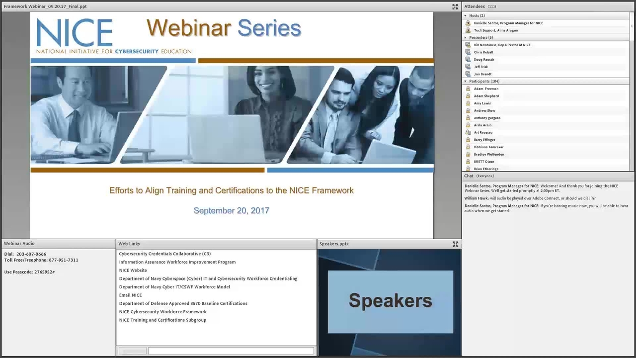 NICE Webinar:  Efforts to Align Training and Certifications to the NICE Framework