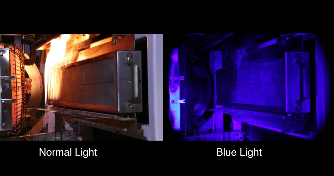 Seeing Through Fire: NIST Blue-Light Imaging Method vs. Normal Illumination