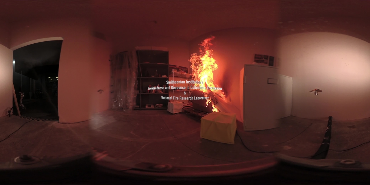 360° Video of a Replica Museum Collection Storage Room Fire for WebVR