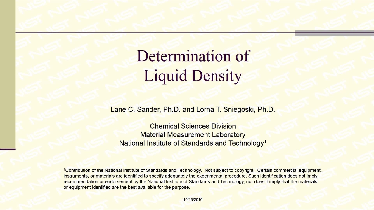 Determination of Liquid Density