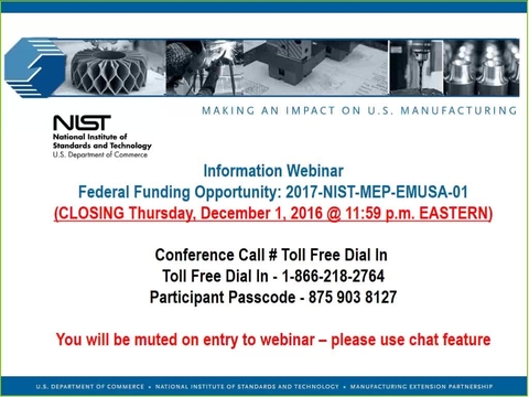 Embedding MEP into Manufacturing USA Institutes FFO Round 2 Webinar 11 ...