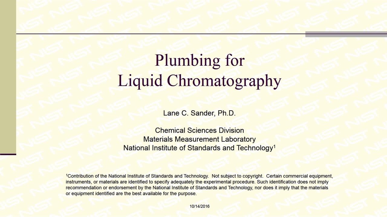 Plumbing for Liquid Chromatography
