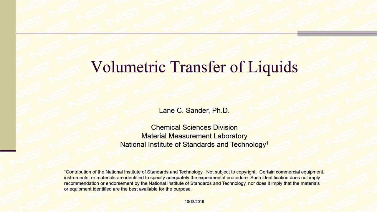 Volumetric Transfer of Liquids