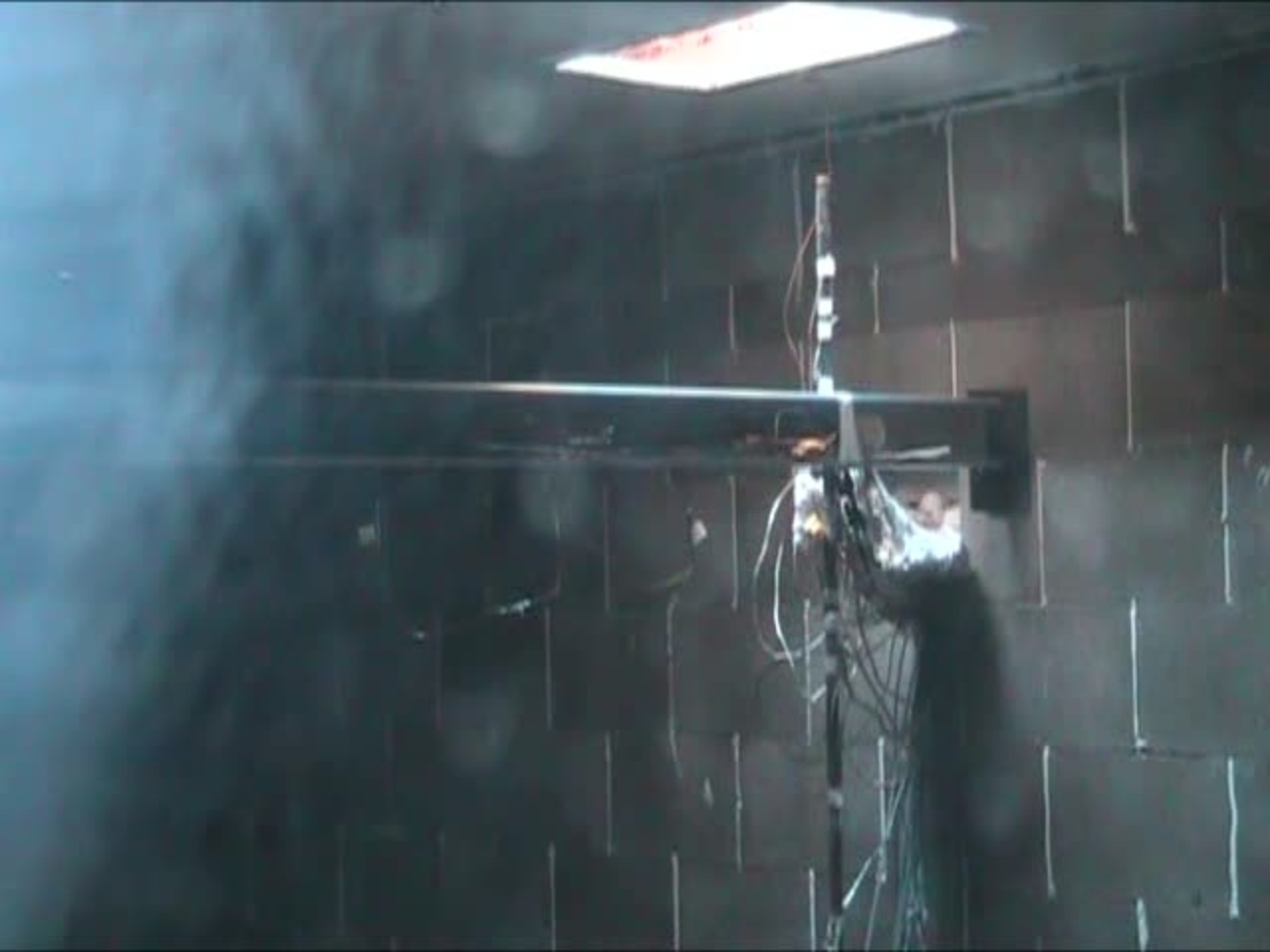 Test 6: Dispersion and Burning Behavior of Hydrogen Released in a Full-Scale Residential Garage in the Presence and Absence of Conventional Automobiles (View near ignition location and garage ceiling)