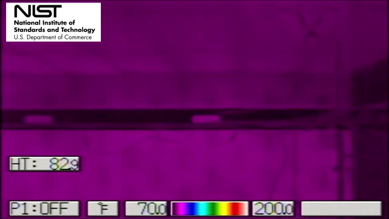 Test 10: Dispersion and Burning Behavior of Hydrogen Released in a Full-Scale Residential Garage in the Presence and Absence of Conventional Automobiles (View near ignition location and garage ceiling from IR camera)
