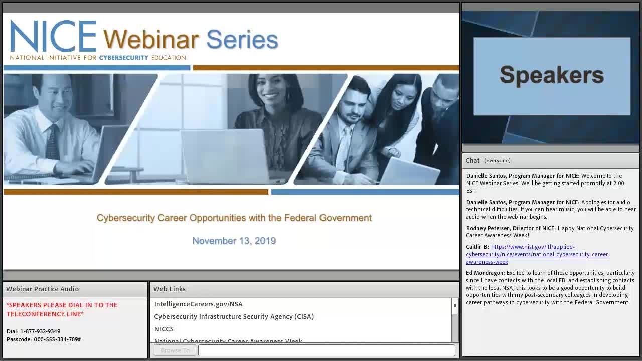 NICE Webinar:  Cybersecurity Career Opportunities with the Federal Government