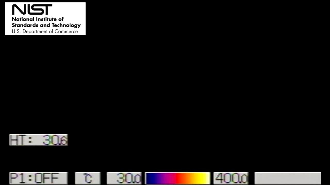 Test 5: Dispersion and Burning Behavior of Hydrogen Released in a Full-Scale Residential Garage in the Presence and Absence of Conventional Automobiles (View near ignition location and garage ceiling from IR camera)