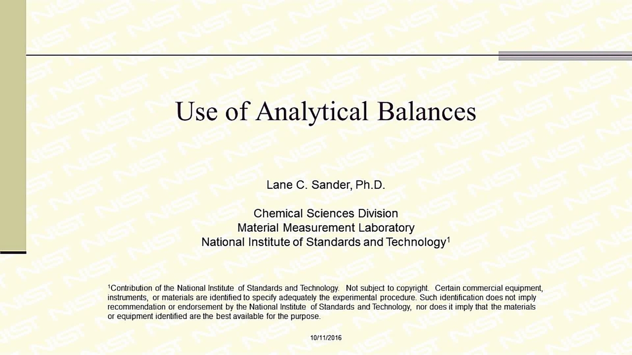 Use of Analytical Balances