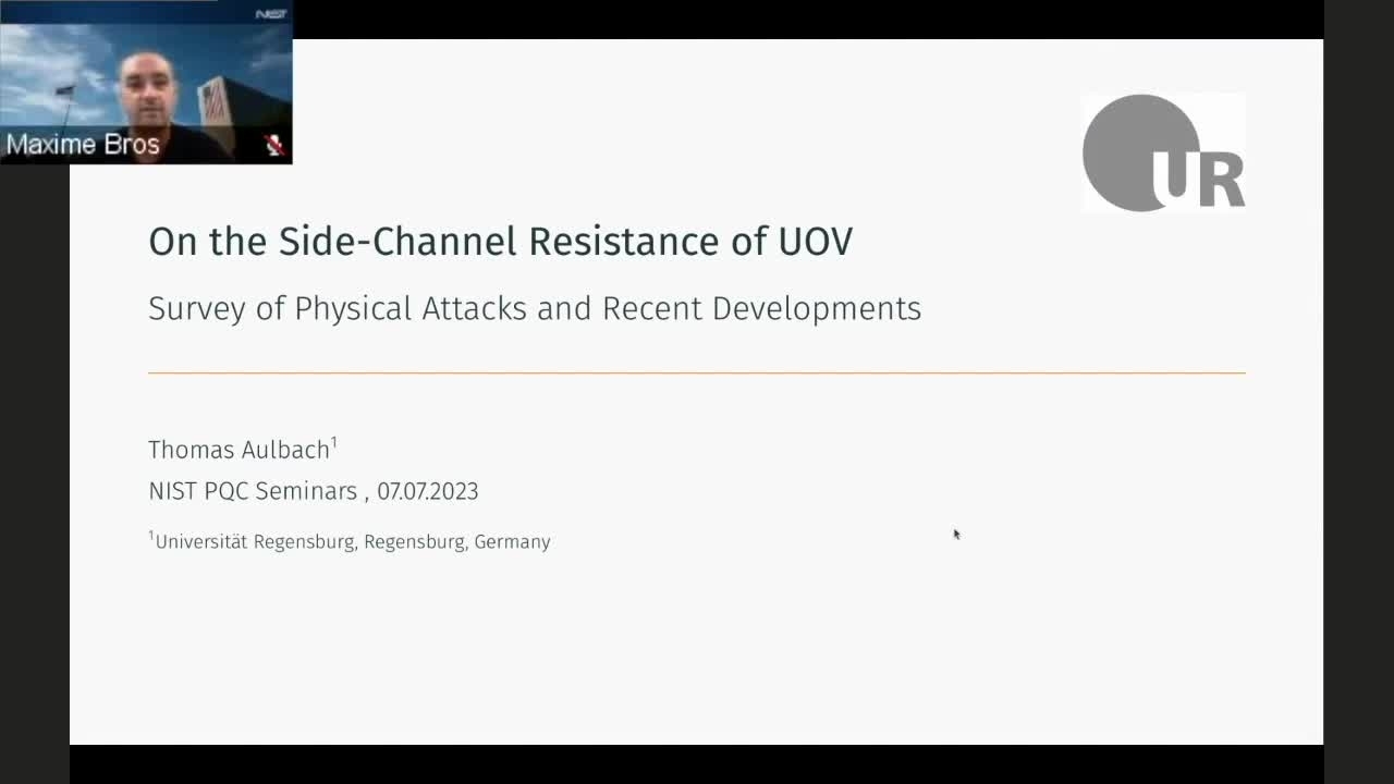 PQC Seminar: On the Side-Channel Resistance of UOV