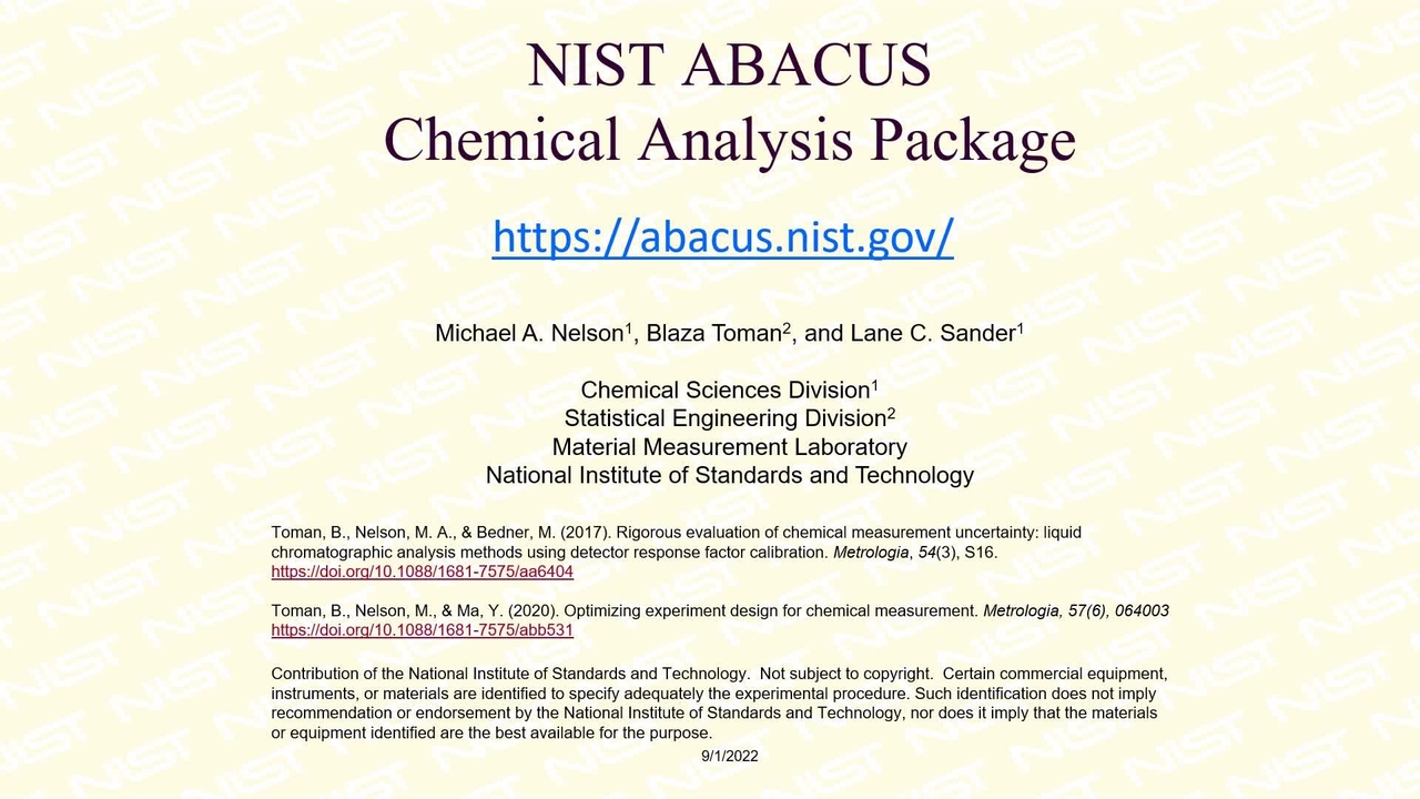 NIST ABACUS Chemical Analysis Package