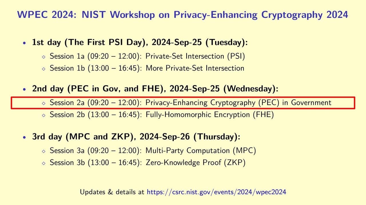 WPEC 2024 Session 2a: Privacy-Enhancing Cryptography (PEC) in Government