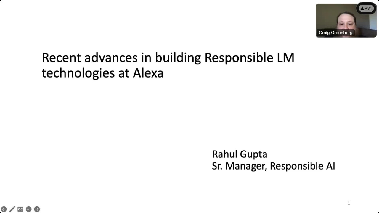 AI Metrology Presentation Series - Recent advances in building responsible AM technologies at Alexa