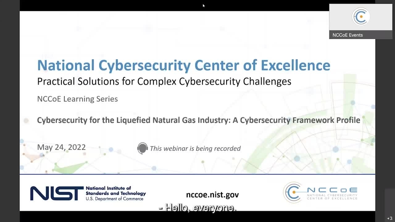 NCCoE Learning Series: Cybersecurity for the Liquefied Natural Gas Industry: A Cybersecurity Framework Profile