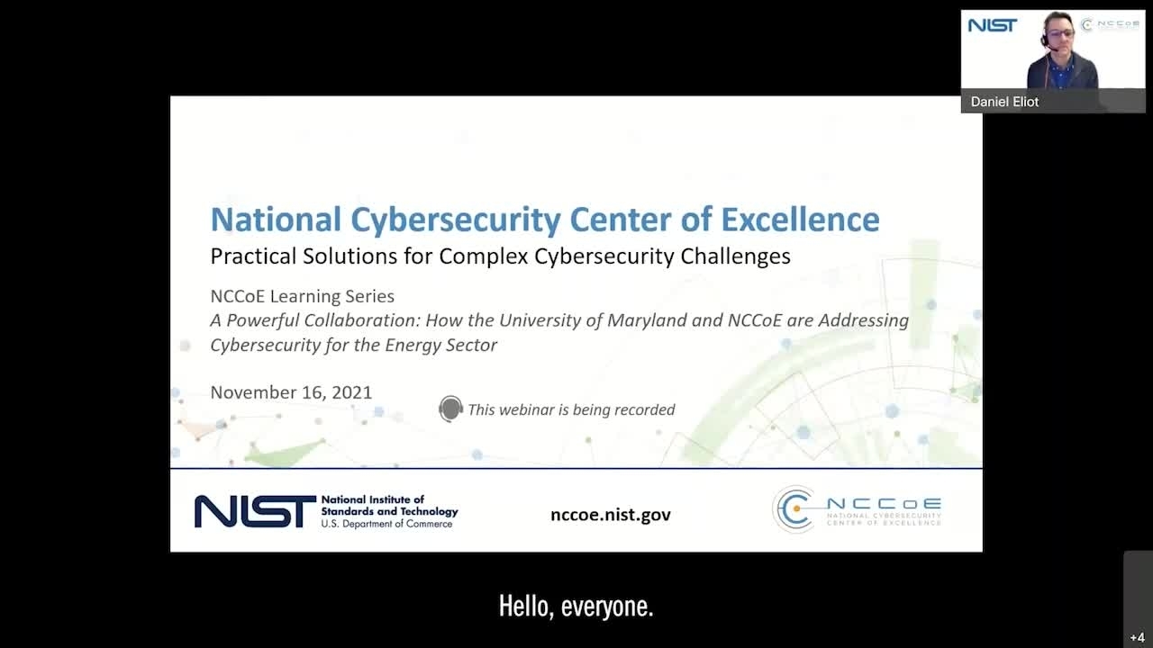 NCCoE Learning Series Webinar: A Powerful Collaboration—How the University of Maryland and NCCoE are Addressing Cybersecurity for the Energy Sector