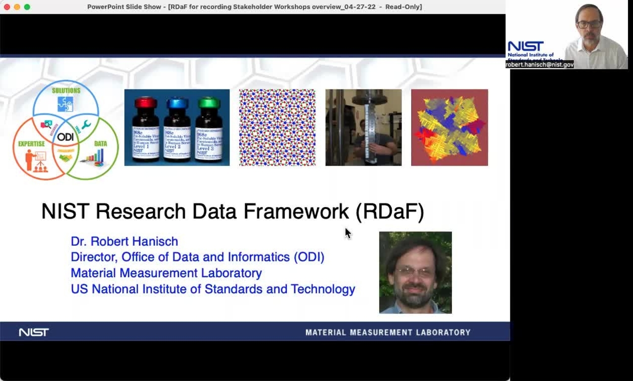 Introduction to NIST Research Data Framework by Robert Hanisch