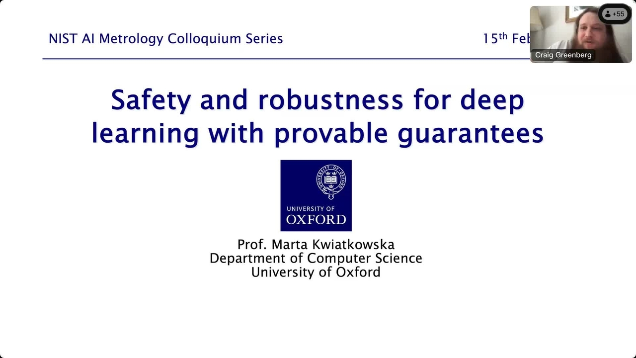 AI Metrology Presentation Series: Safety and Robustness for Deep Learning with Provable Guarantees