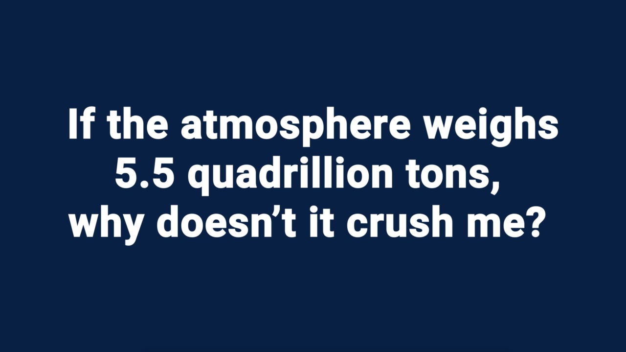 Kids Ask NIST:  If the atmosphere weighs 5.5 quadrillion tons, why doesn’t it crush me?